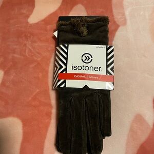 New Brown Leather Isotoner Gloves - Sz M